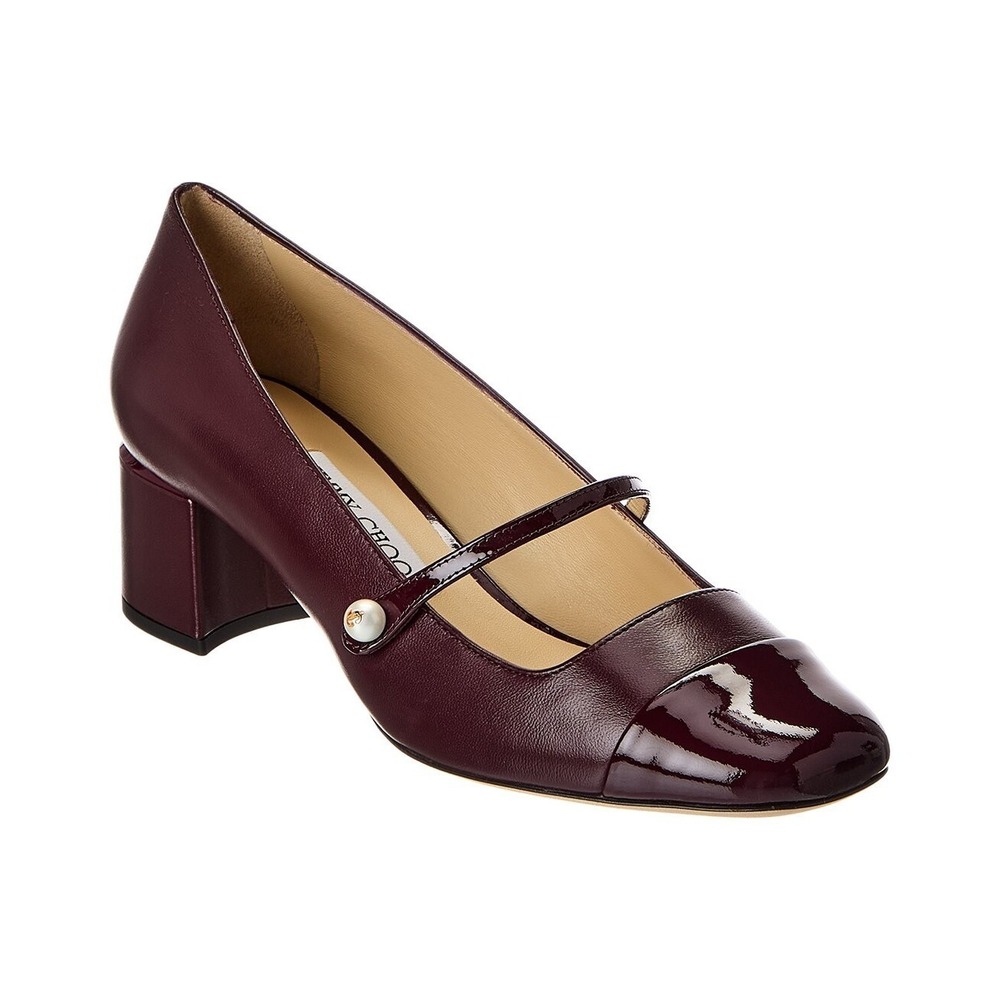 Size 9 (EU 39) - Jimmy Choo London Elisa 45 Garnet Burgundy Pumps Patent/Nappa